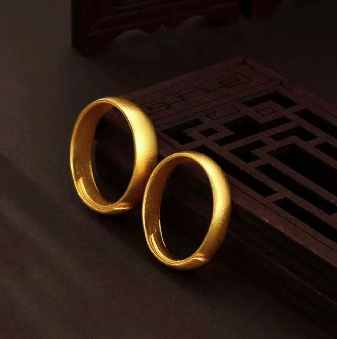 F016-精工磨砂古法素圈戒指