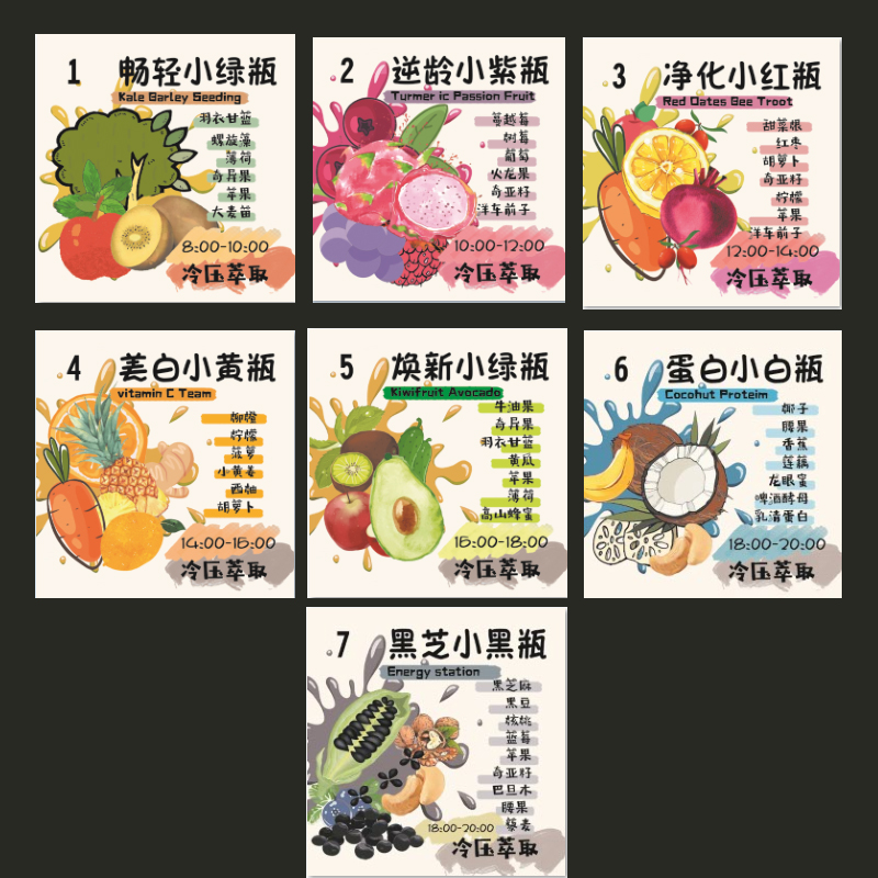 轻食果蔬瓶贴口袋代餐粉贴纸果蔬粉贴纸 现货