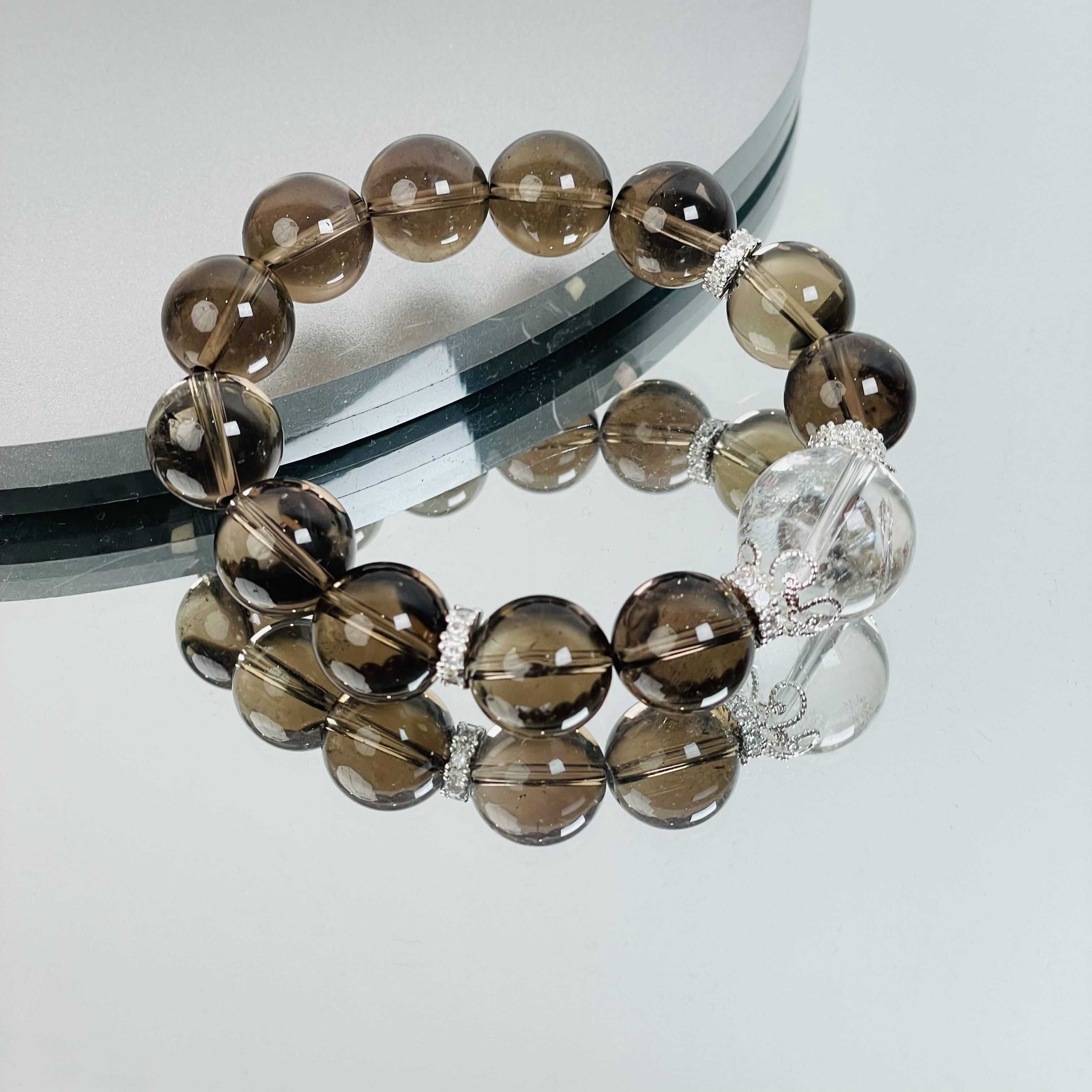 【2015 茶晶大师】白水晶茶晶13-17mm手串面小仙多样性发其一Z