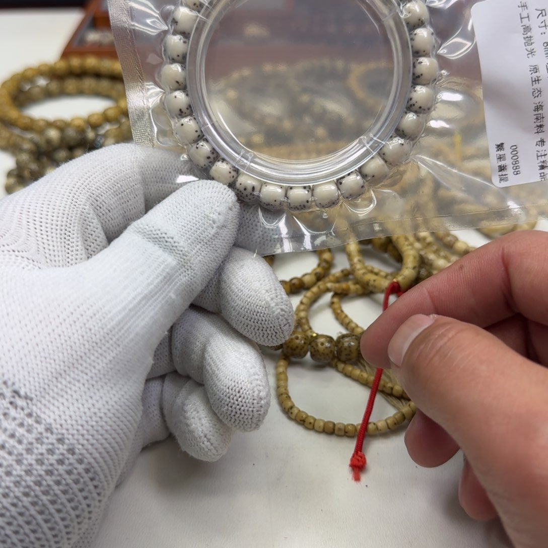 星月菩提手串36创世冰白石玉河豚8左右桶单圈