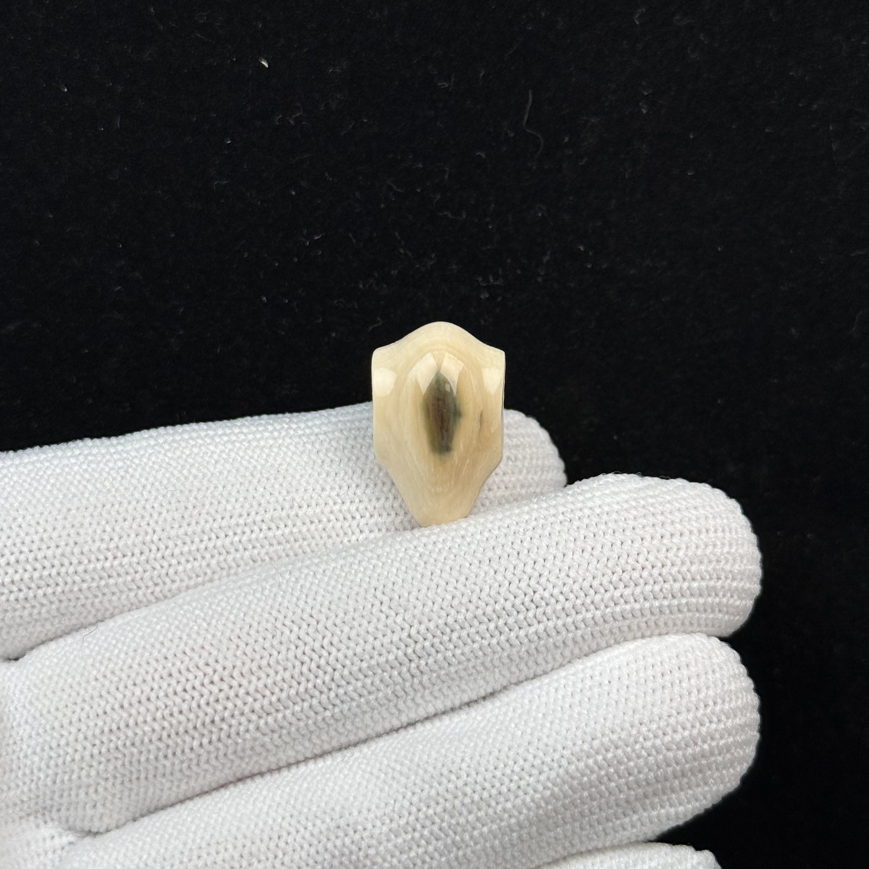 D61-21天然猛犸牙 蓝眼睛鲨鱼背三通12.4*19.6mm支持复检假一罚十