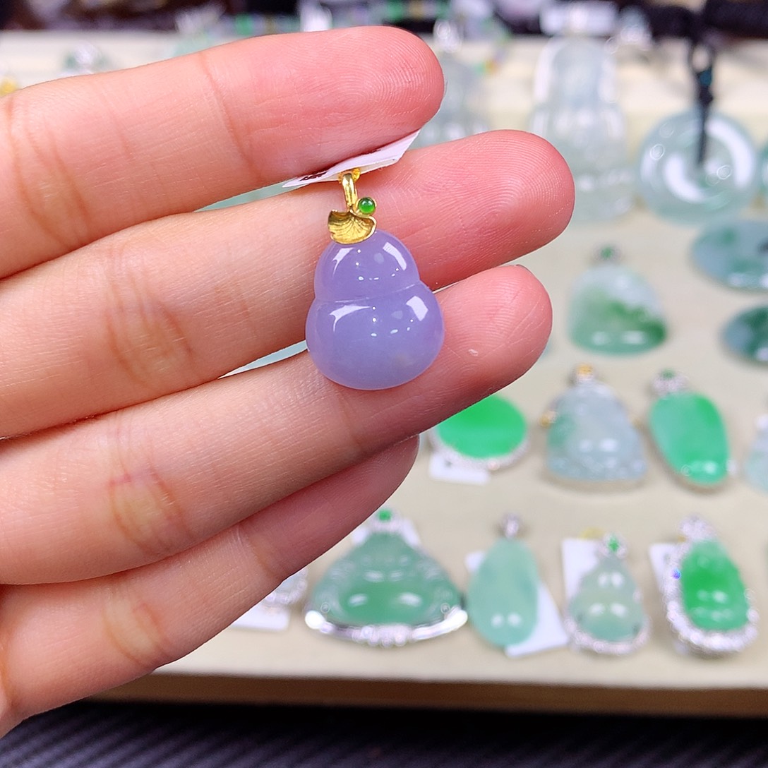 翡翠18K金镶嵌吊坠(不含链)