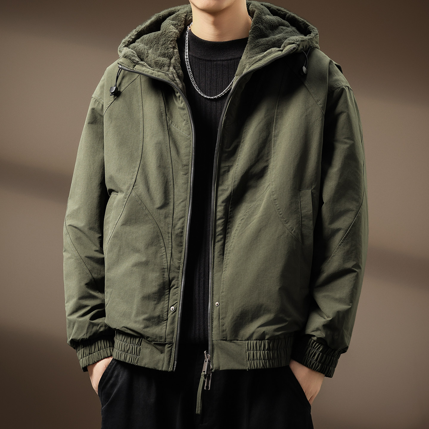 高端美式座山雕一体仿貂绒棉服男士冬季新款保暖双面穿棉衣外套男