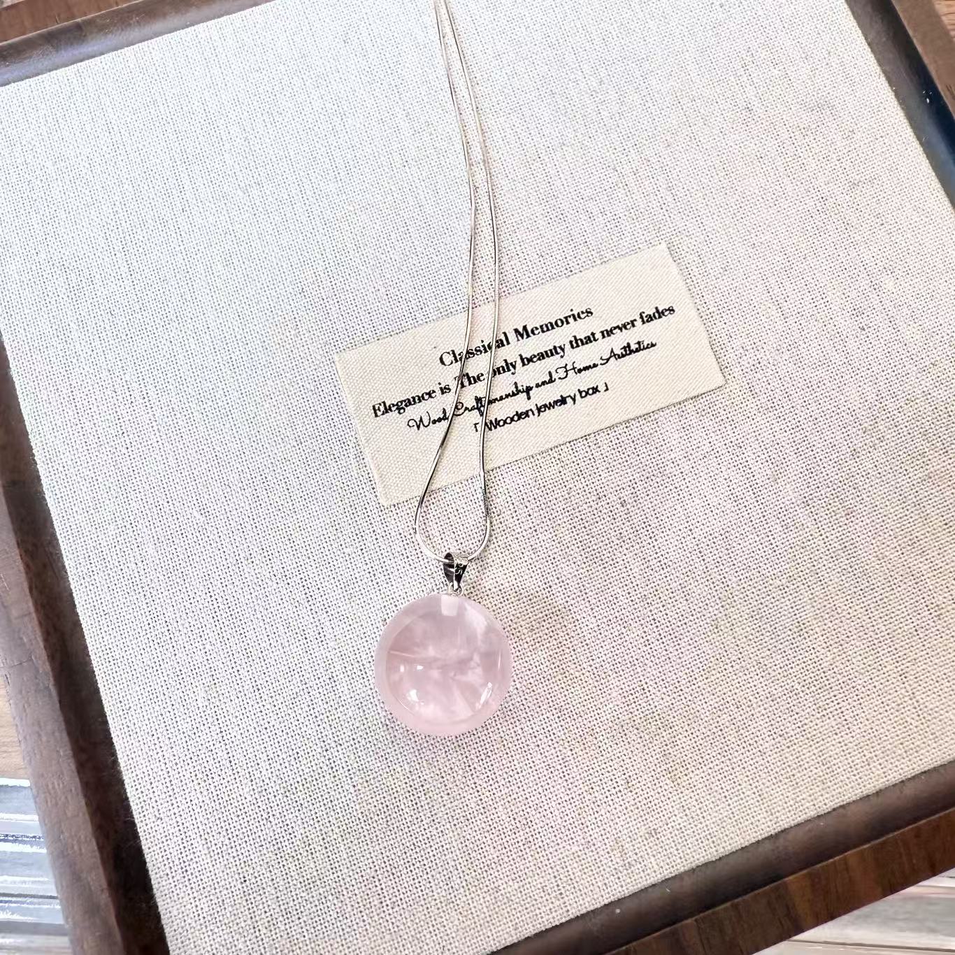 天然粉晶吊坠星光粉多样性发货17~19mm