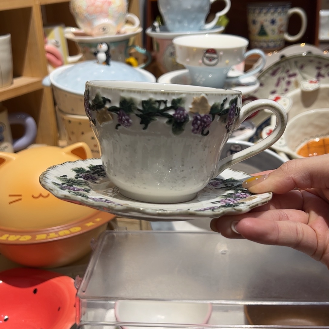 中古葡萄咖啡杯碟套装