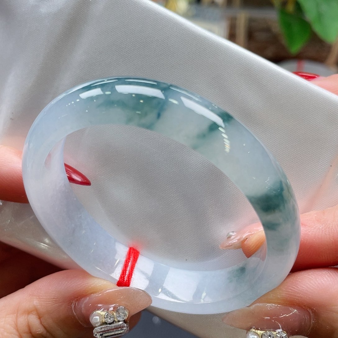 未镶嵌手镯翡翠14号冰蓝花贵妃54圈