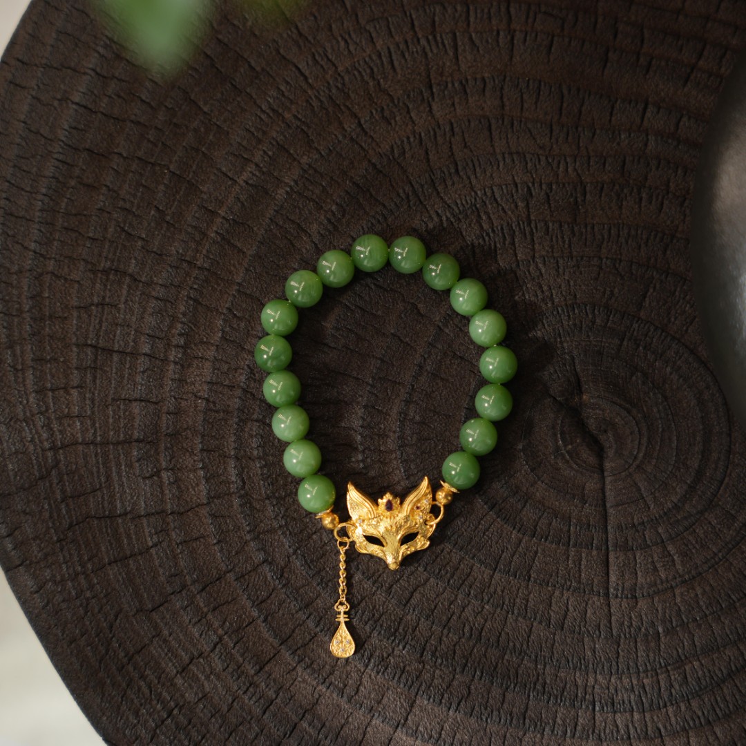 绿山意-天然和田玉18K金手串