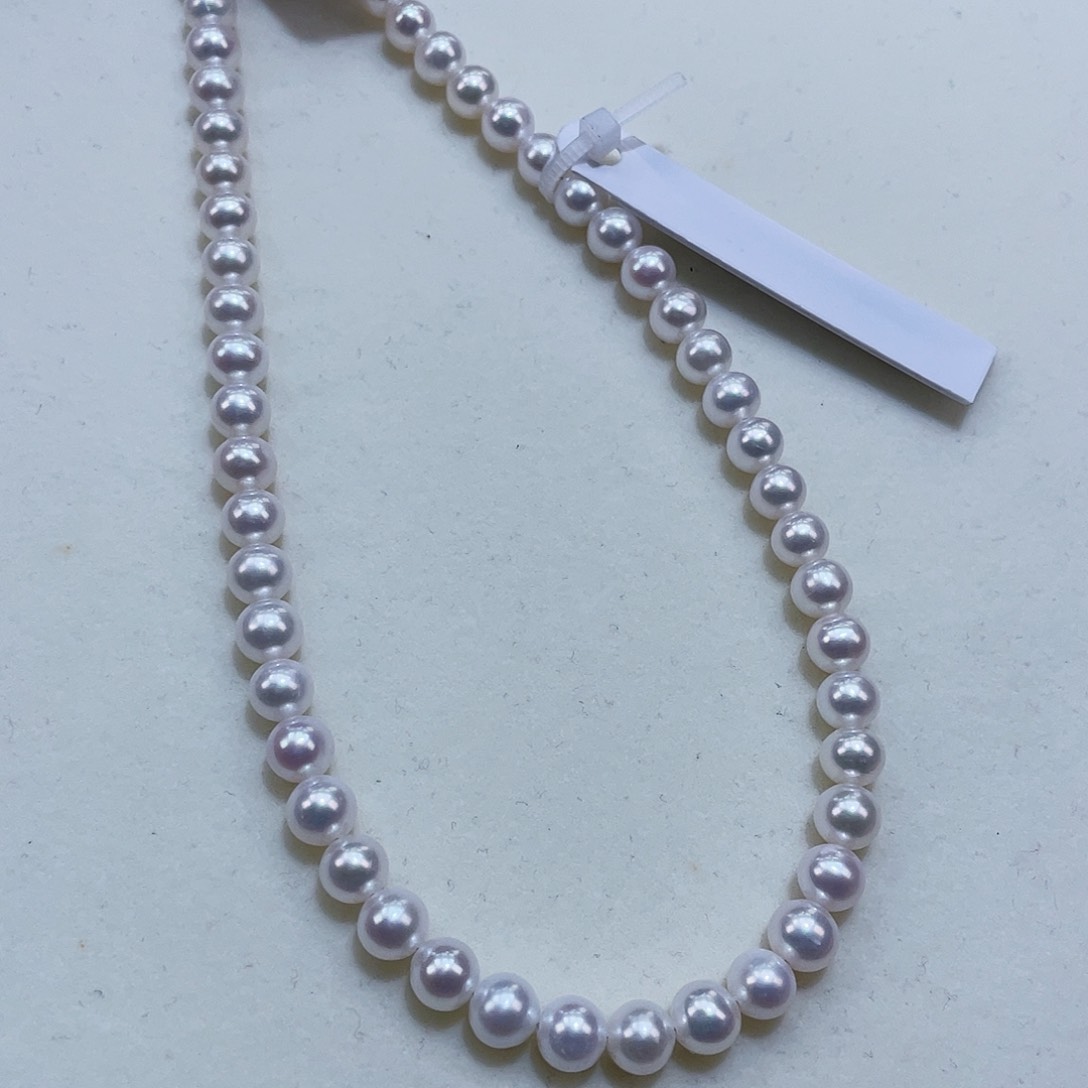 淡水珍珠颈饰银S925镶嵌6/6.5mm正圆冷白巨亮无暇毕业