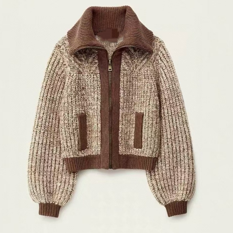 【暖卡撞色】2025冬季新款时尚宽松休闲针织开衫Y50091