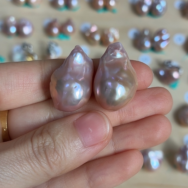 M***Z耳饰淡水珍珠银S925镶嵌