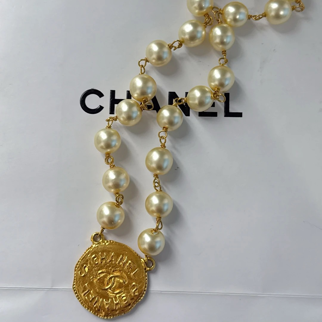 95新 Chanel/香奈儿 Chanel vintage香奈儿中古金币珍珠项链