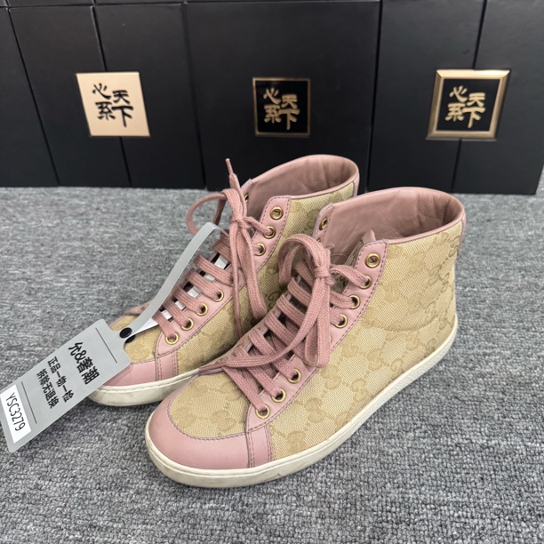 95新 GUCCI/古驰 老花满印高帮板鞋36码ysc3279