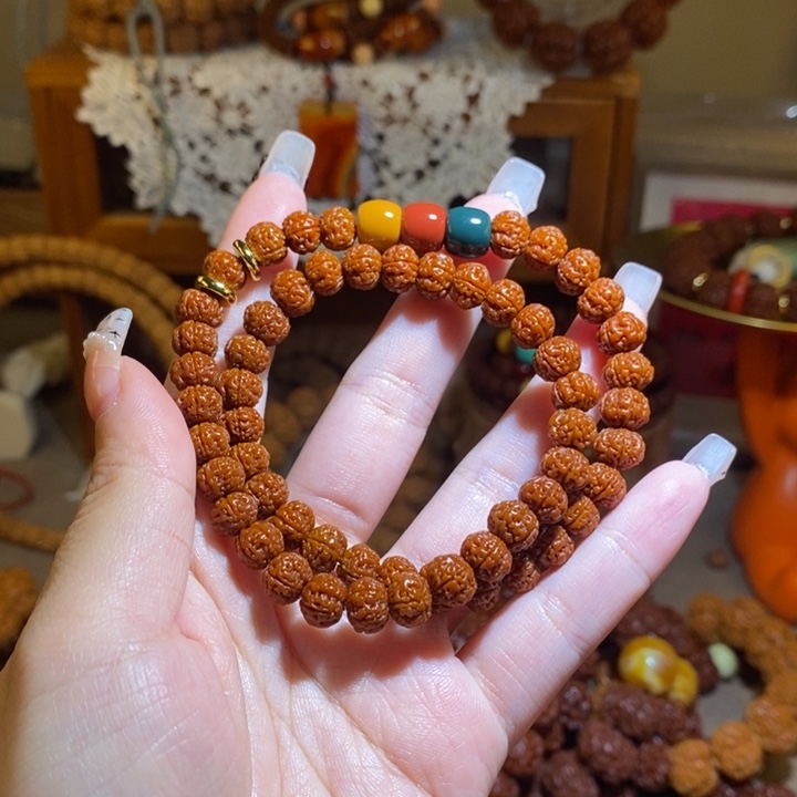 金刚菩提手串85玉华金蝉双圈手持红绿灯一物