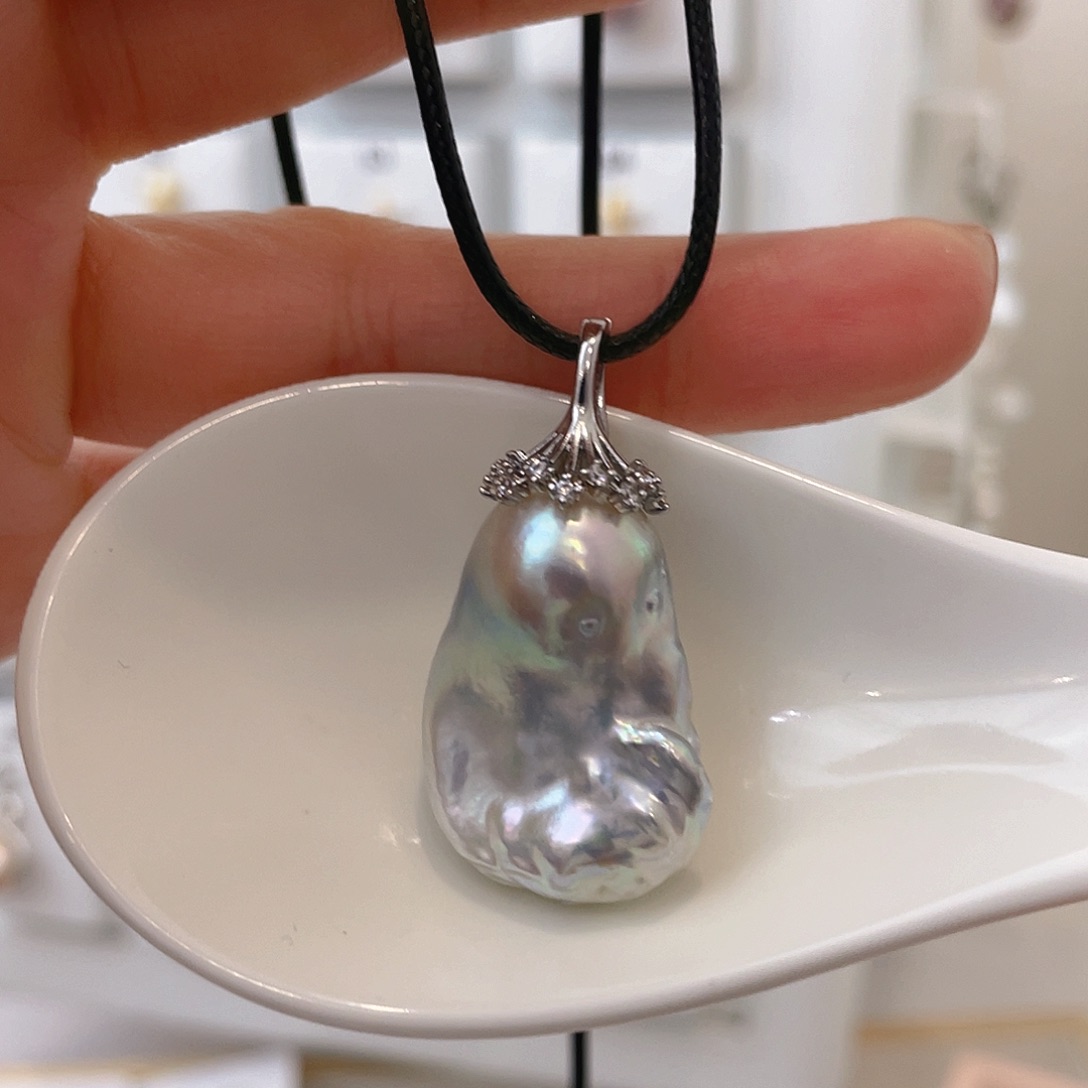 淡水珍珠天然珍珠巴洛克银S925镶嵌