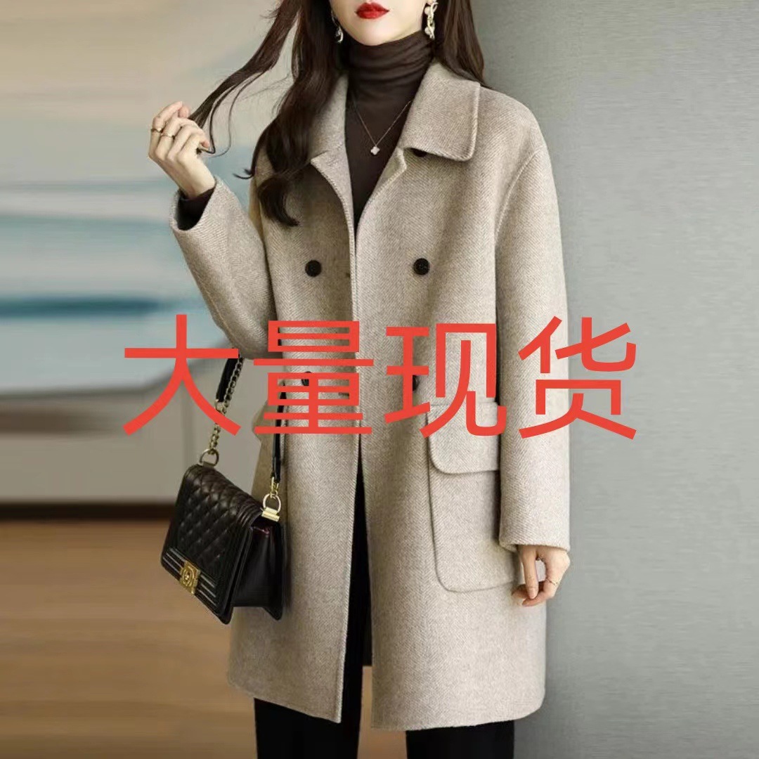 女装外套双面毛呢中长款秋冬显瘦韩版呢大衣女士加厚冬季时尚气质