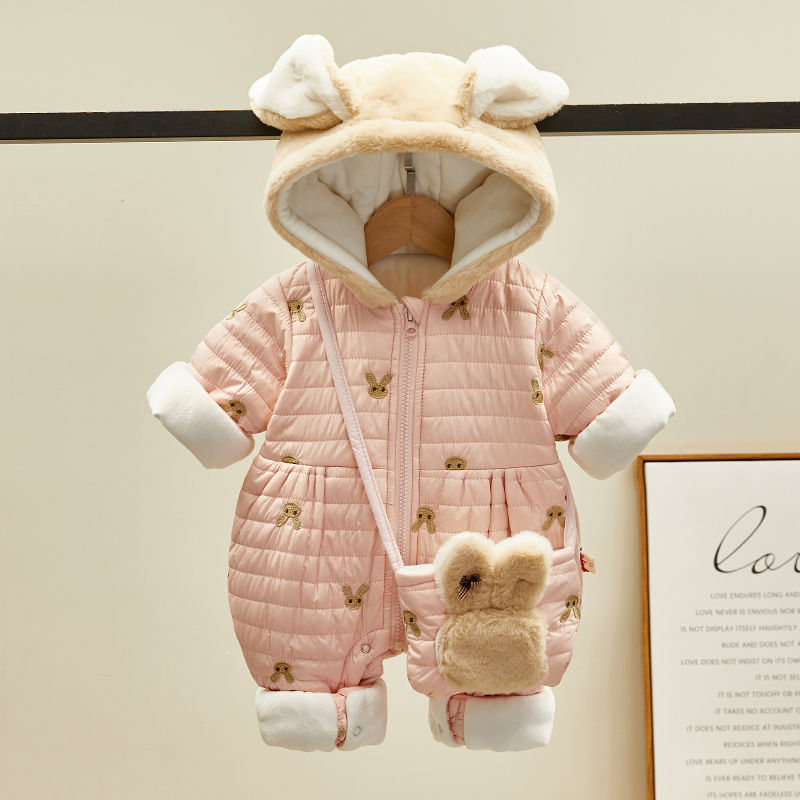 婴儿加厚连体衣春秋冬季宝宝保暖哈衣爬服新生儿衣服超萌冬装外出