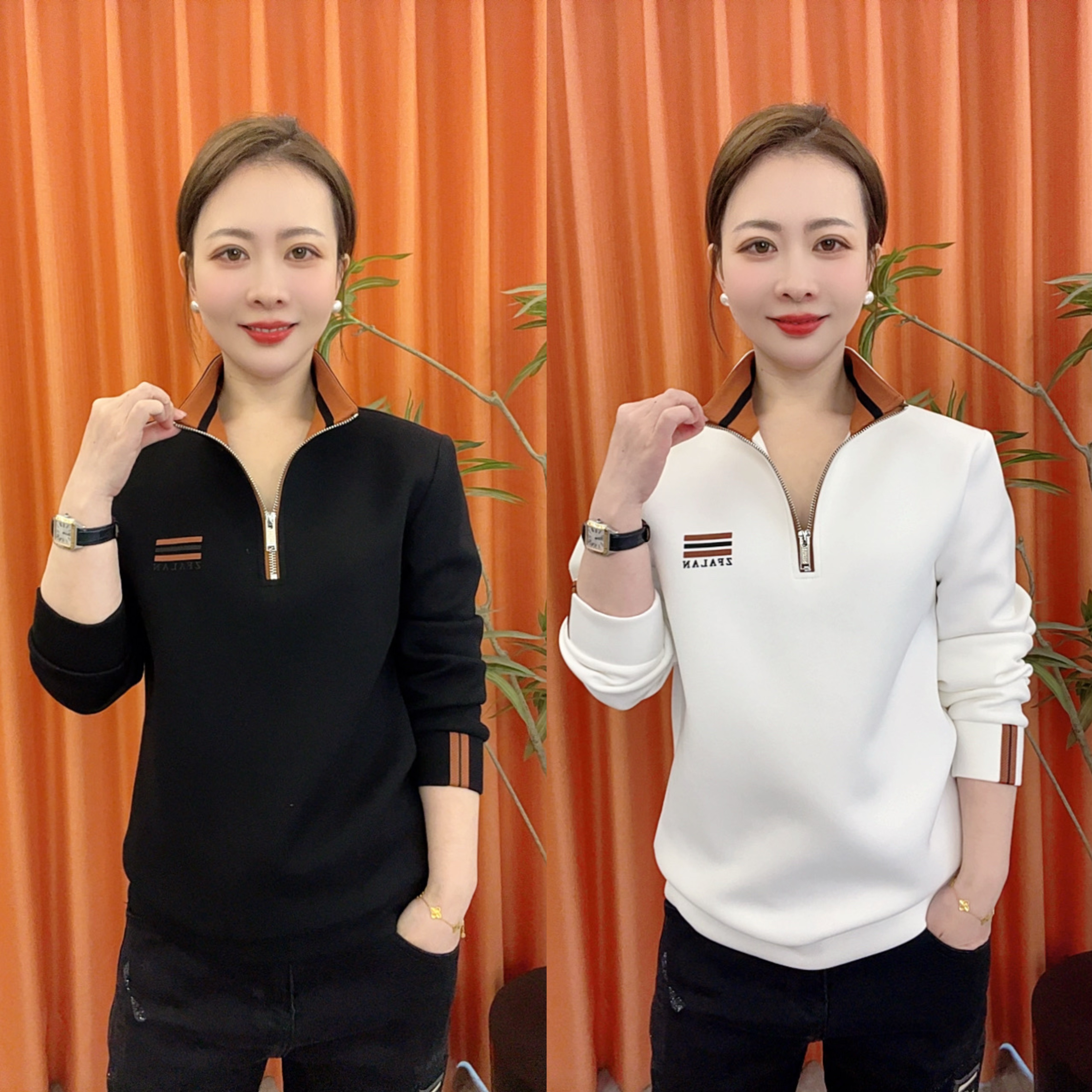 【亚琴男装】2025时尚潮流男士秋冬日常百搭轻奢个性简约半拉链卫衣