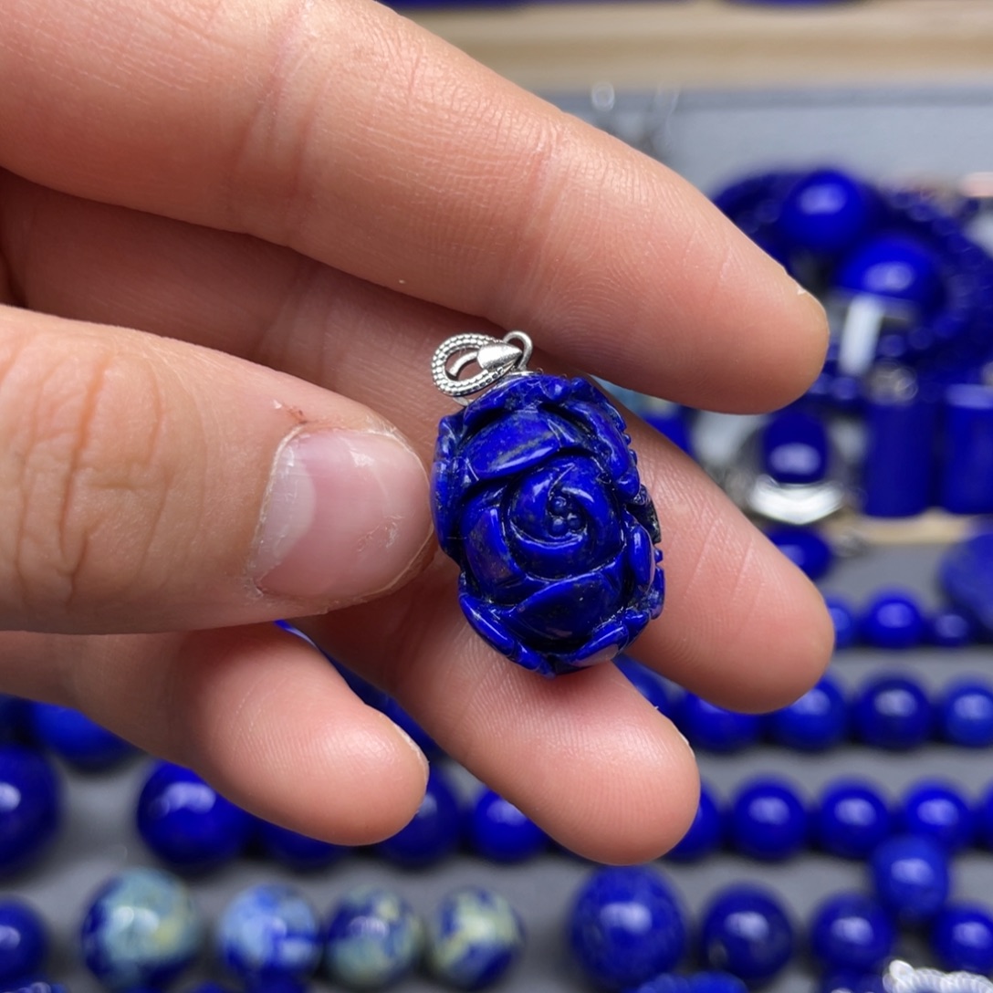 青金石吊坠银S925镶嵌