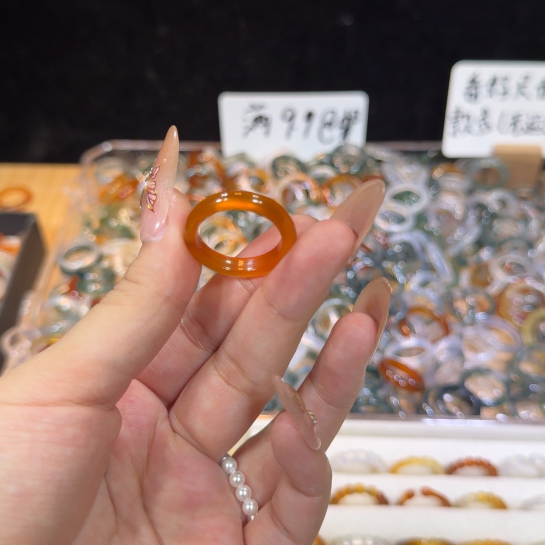 玛瑙/玉髓戒指未镶嵌117号22 圈满9.9包邮有瑕疵
