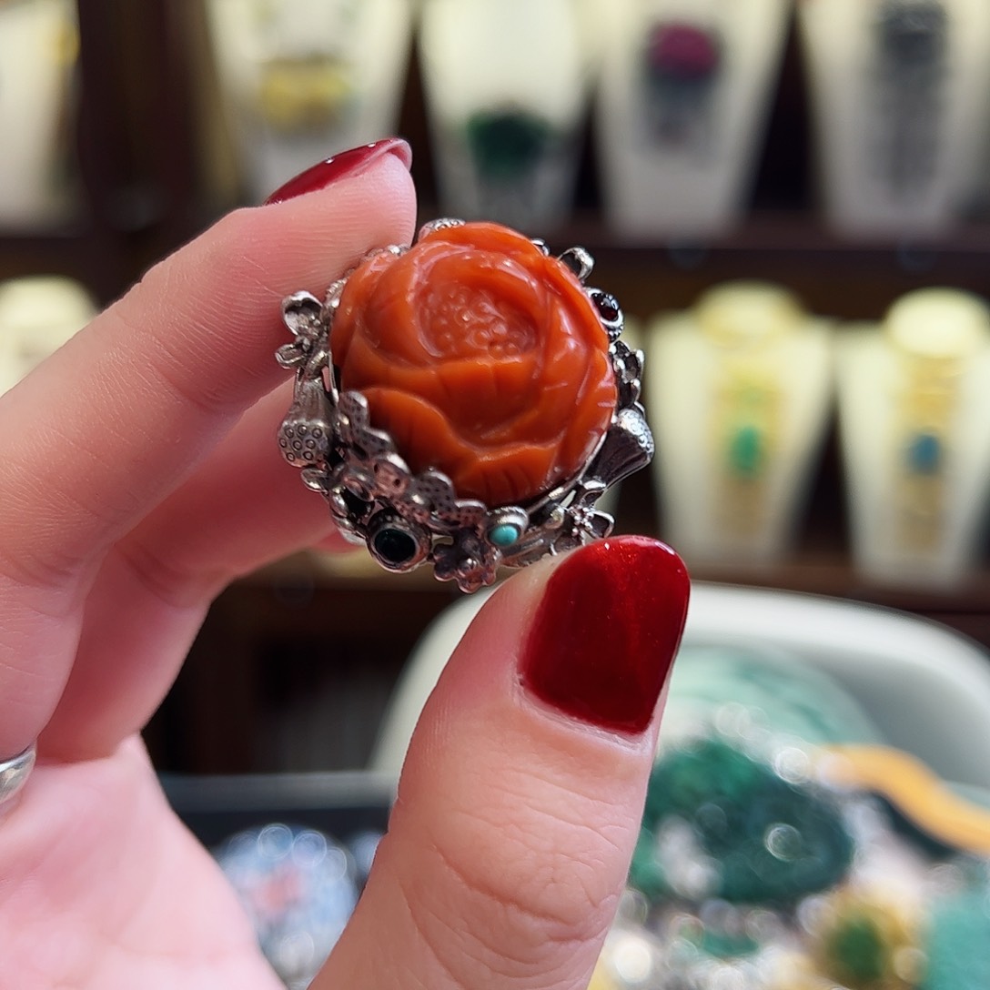 玛瑙/玉髓戒指银S925镶嵌戒指