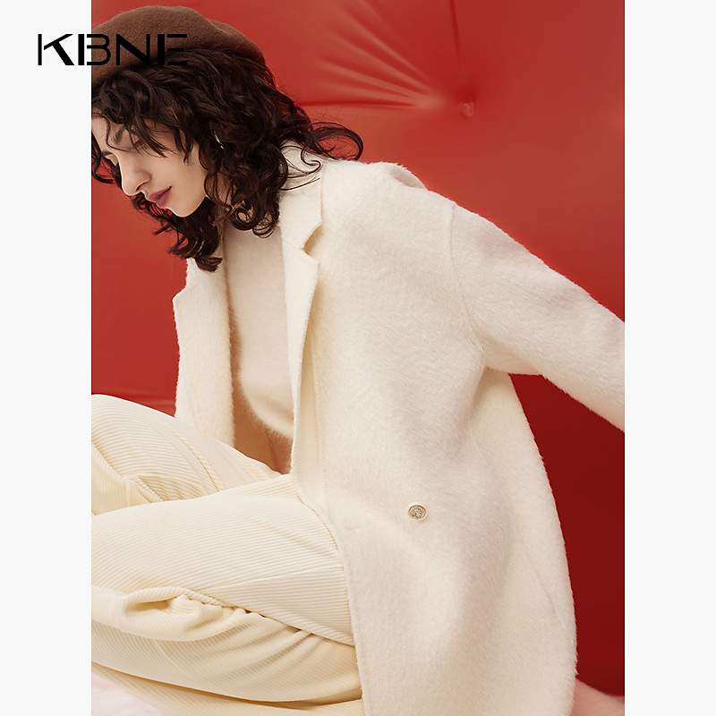 【商场同款】米色羊毛双面呢子大衣女毛呢外套小个子2024秋冬新款