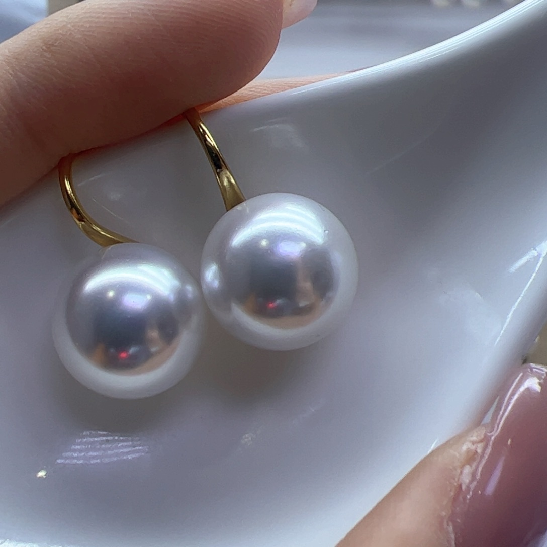 淡水珍珠耳饰18K金镶嵌