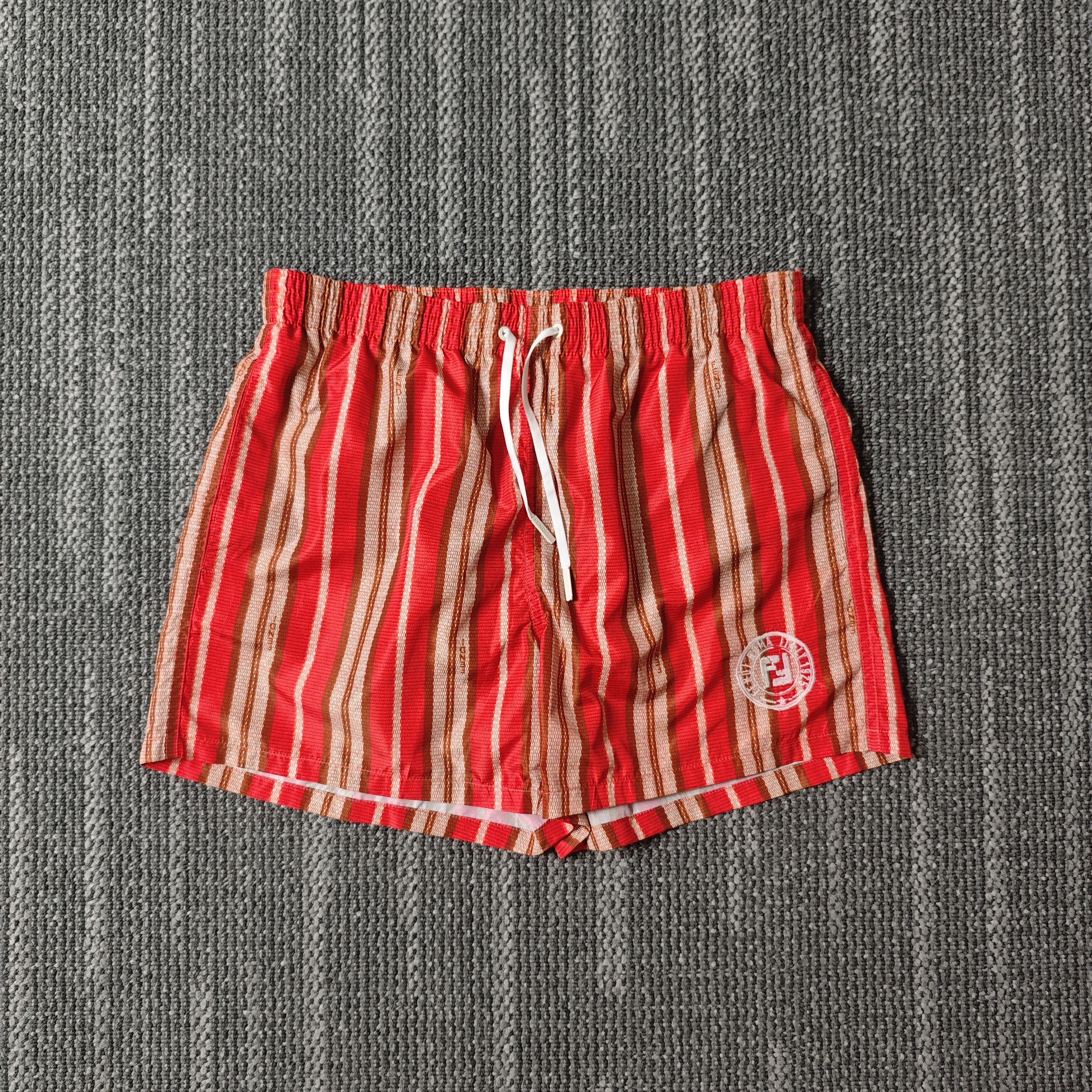 99新 FENDI/芬迪 SS25条纹尼龙平角沙滩裤/48码/7941