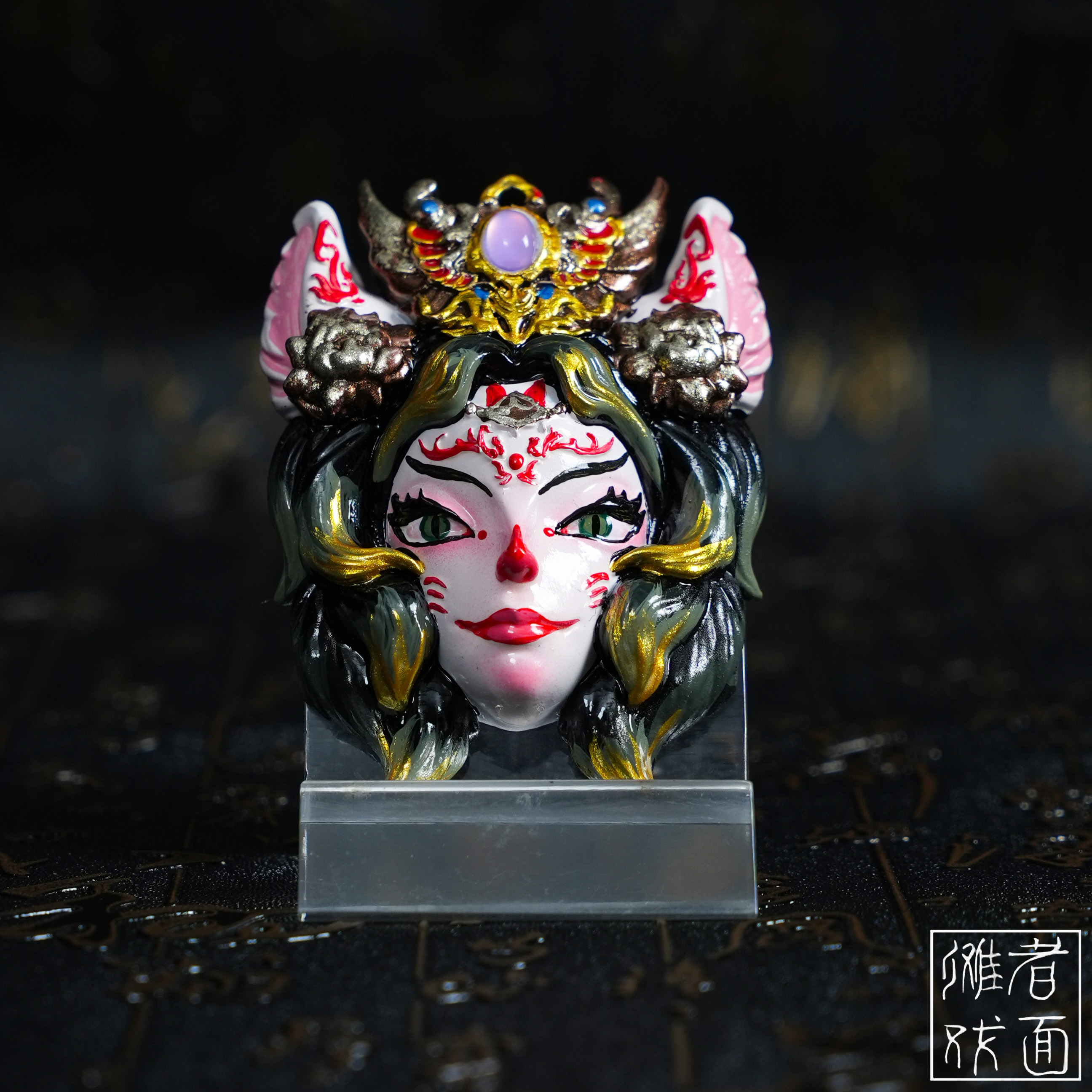【傩者戏面】 傩戏面具玄狐元君面具吊坠挂件摆件76mm
