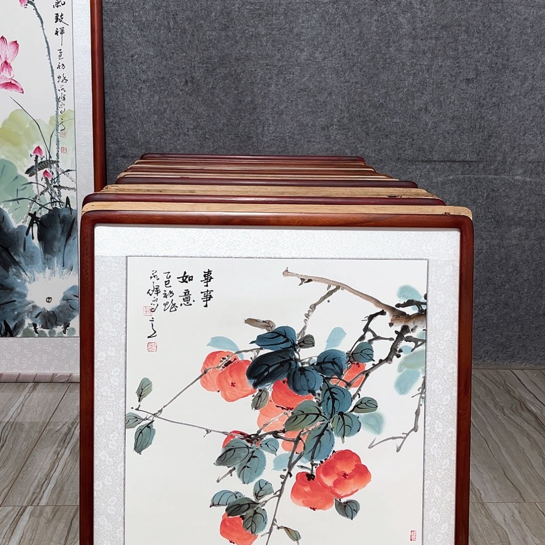 国画书画作品带框63×63