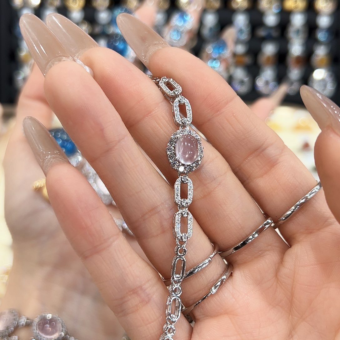 水晶手链银S925镶嵌碎*冰