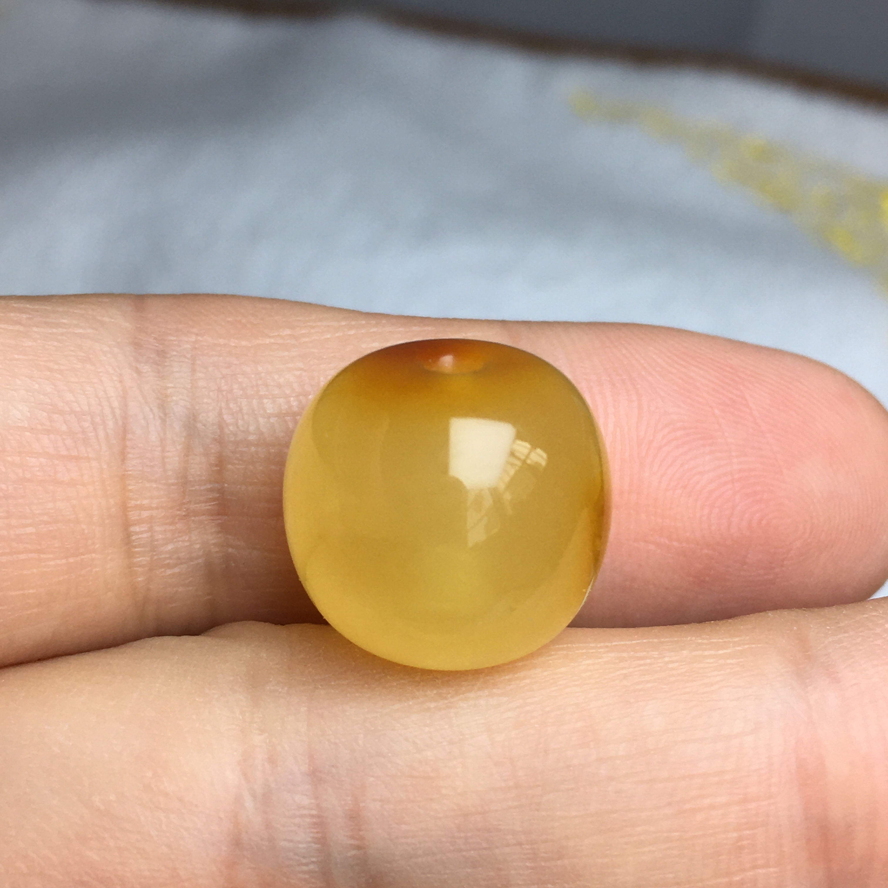 微瑕蜜蜡墩子老型珠 约15.1×14mm原石手作天然原矿保真无优化