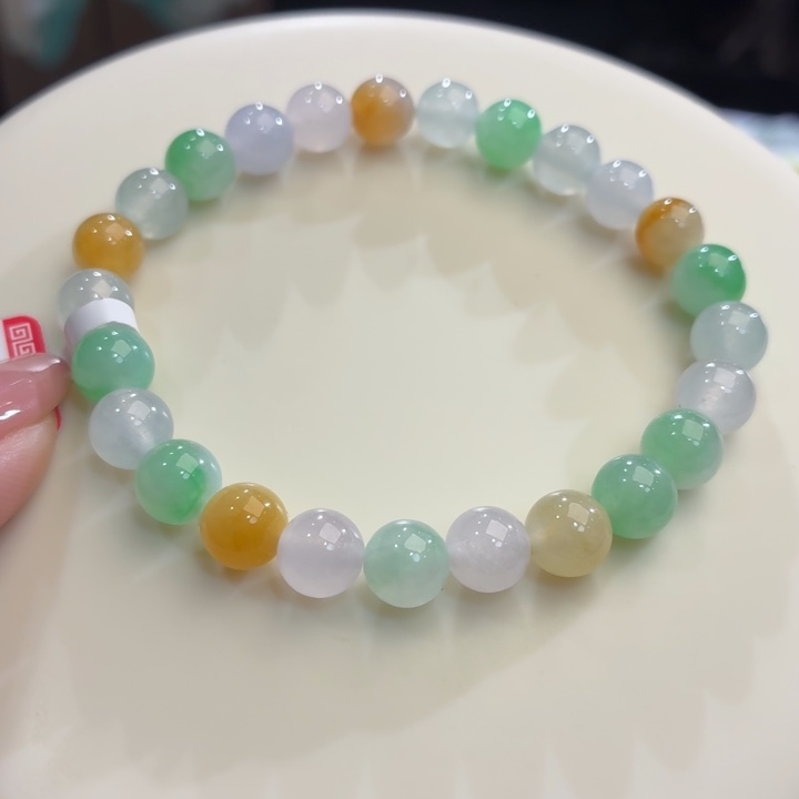 翡翠未镶嵌手链冰胶多彩卡7.4