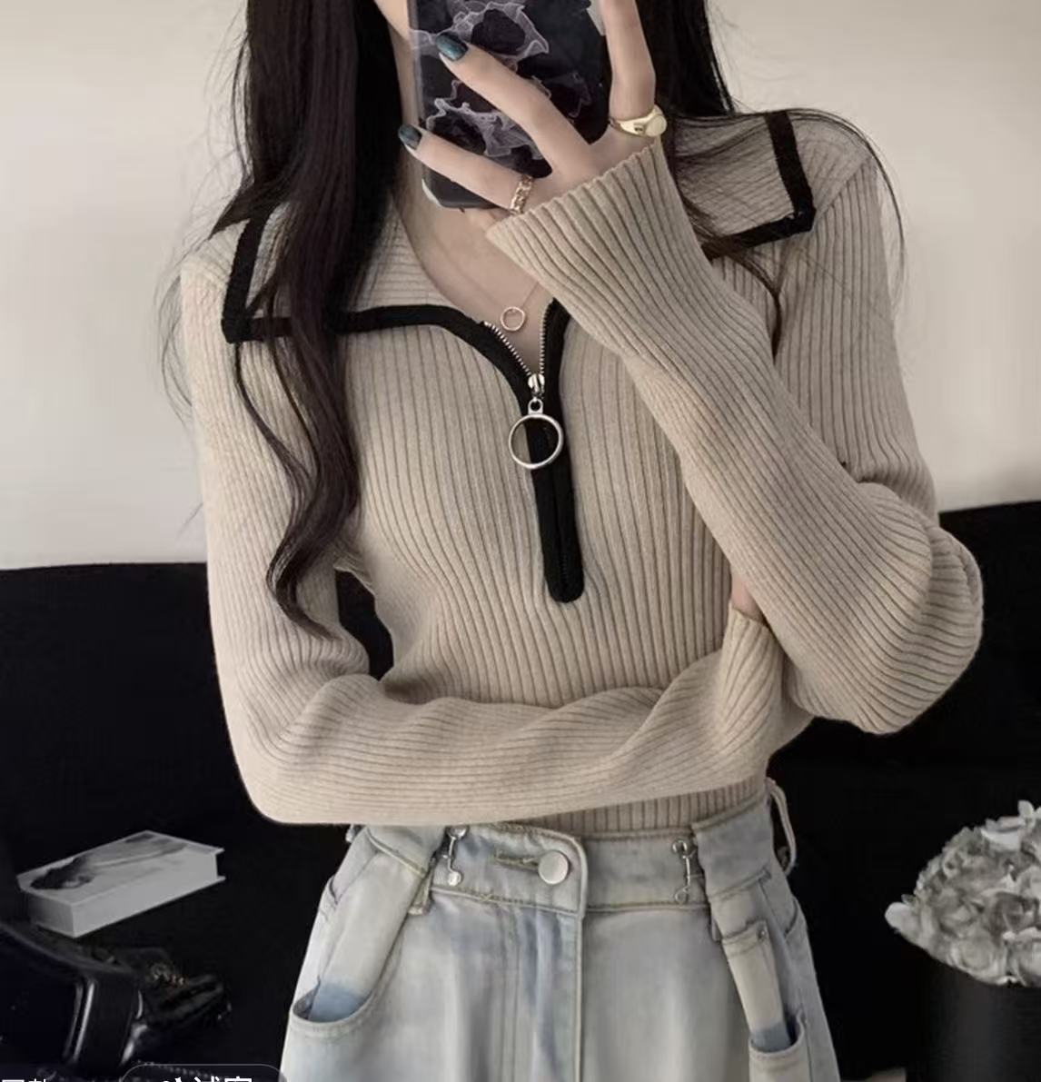 [801-1000] 短款洋气修身毛针织衫