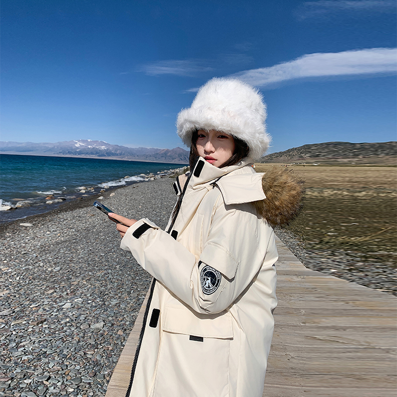 棉服2025新款毛领工装派克外套加厚冬季中长款情侣棉服女冬