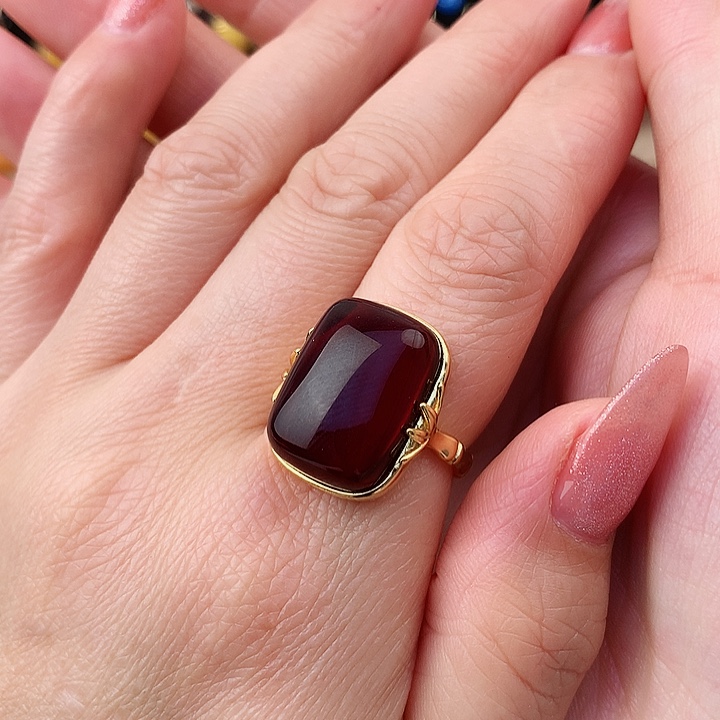 血珀戒指银S925镶嵌戒指