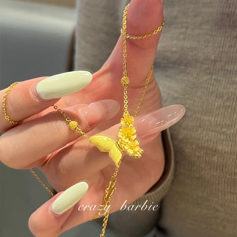 铜合金项链 梅姐饰品b137 蝴蝶项链配饰轻奢风毛衣链新中式百搭