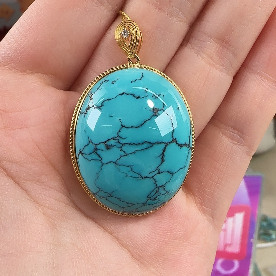 绿松石18K金镶嵌珠宝奇石