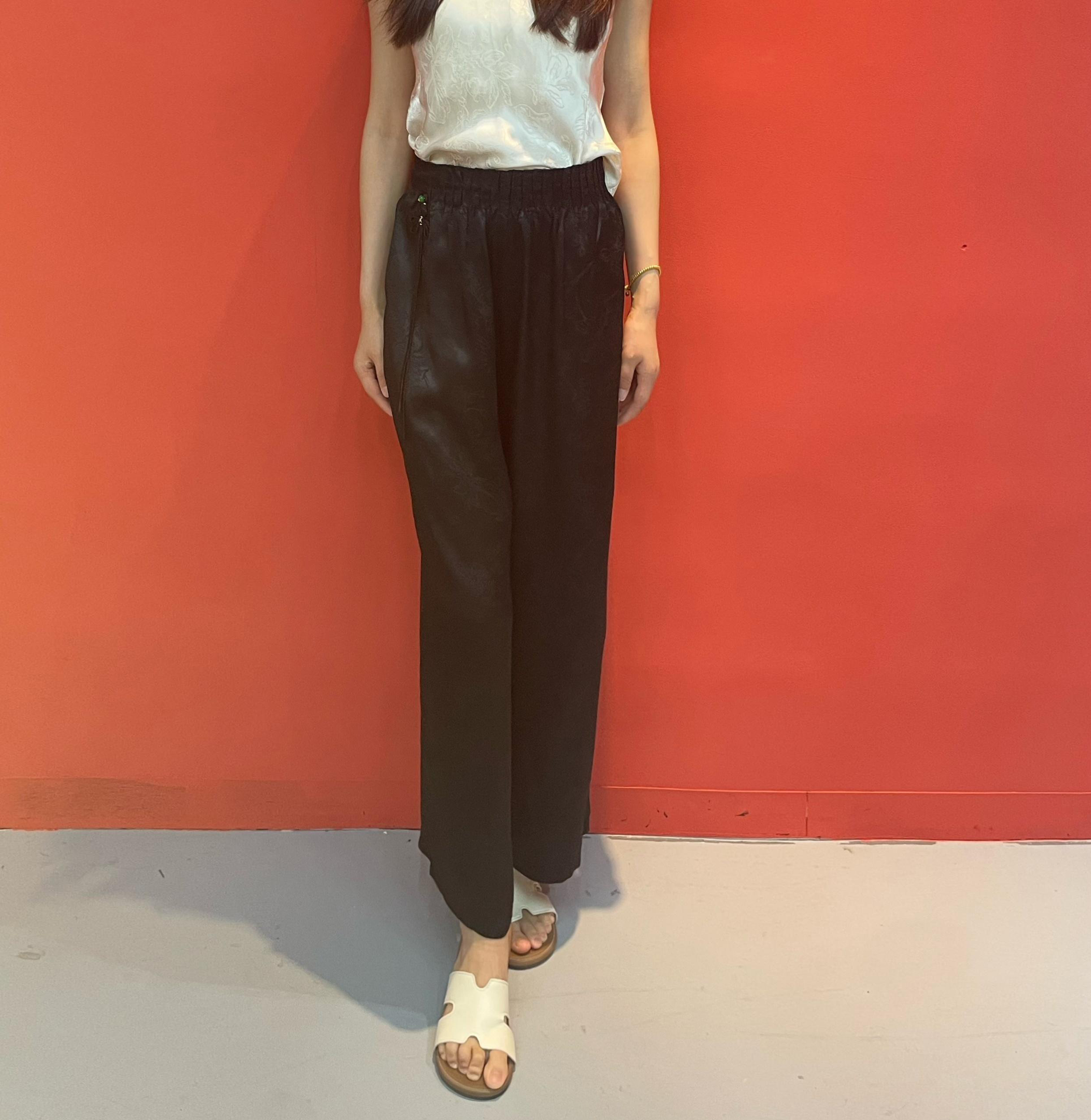 新款高级感显瘦高腰丝绸桑蚕丝阔腿裤