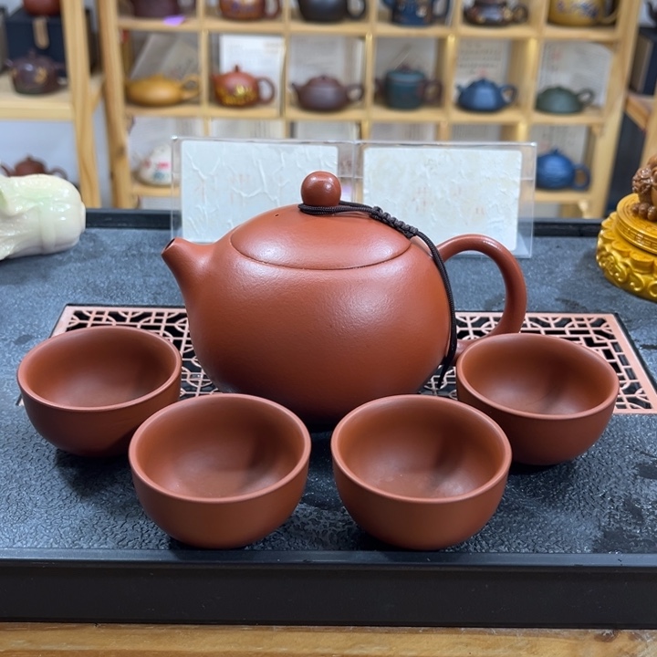 紫砂紫砂朱泥大西施（一壶四杯）