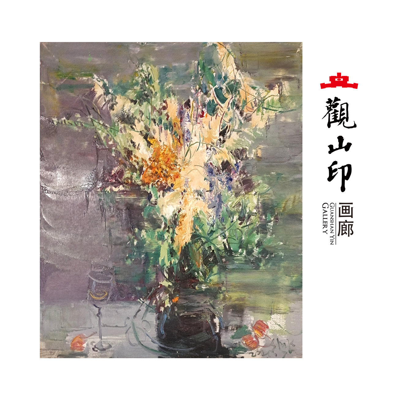 SMK原创手绘风景油画50x60cm花卉作品2377