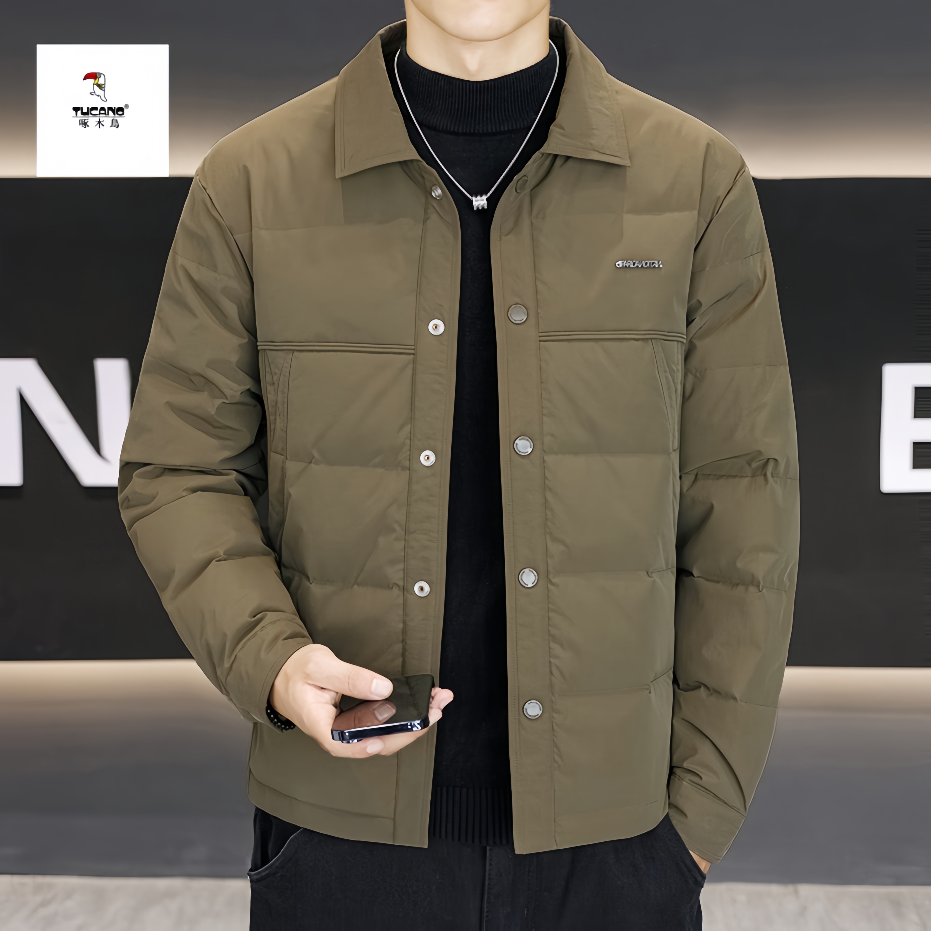 TUCANO/啄木鳥翻领男士秋冬短款鸭绒服上衣立领时尚冬季
