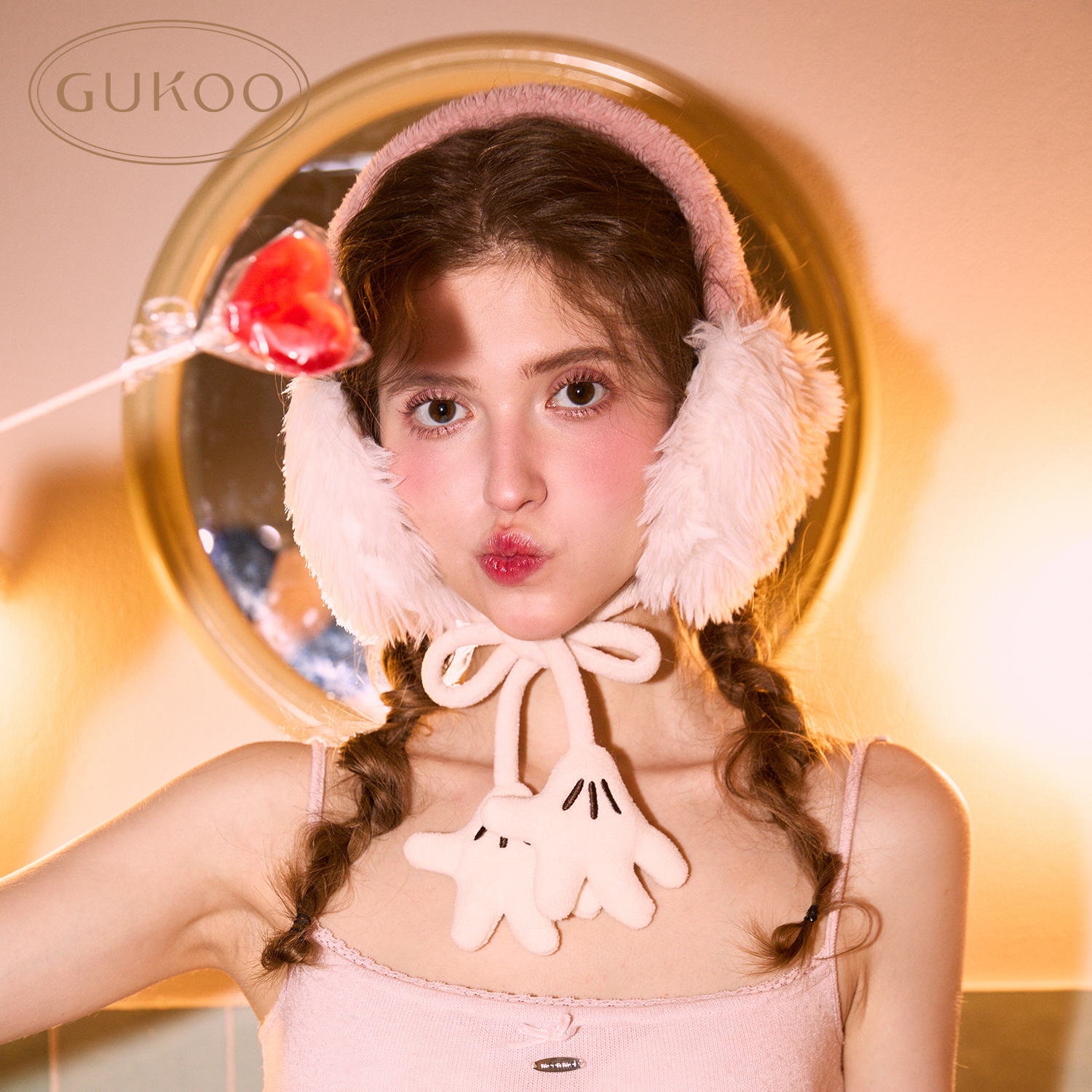 【Gukoo果壳】迪士尼米妮联名秋冬季卡通保暖毛绒耳罩手套耳包耳套