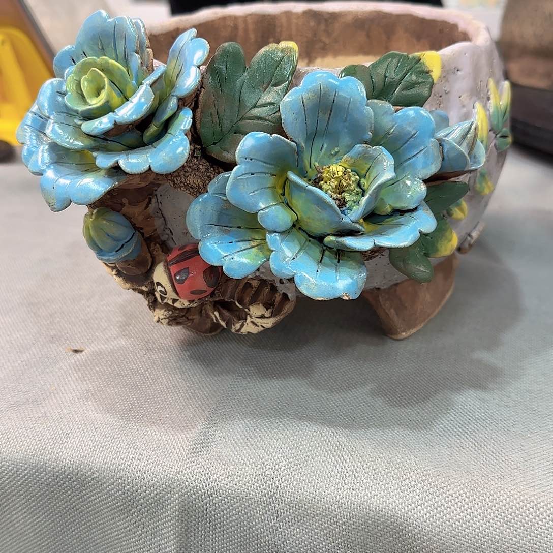 轉***愛青墨花器麦饭石花盆