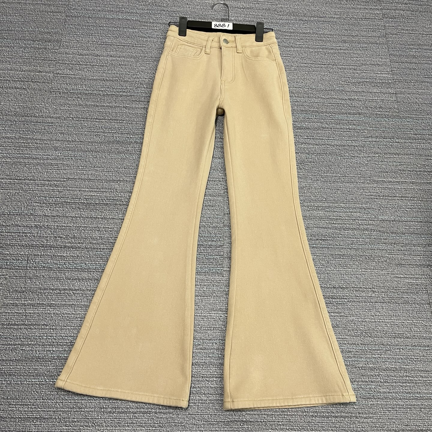 #A10-8881 卡其色美式小众个性超正女神喇叭裤 有弹（不换退）