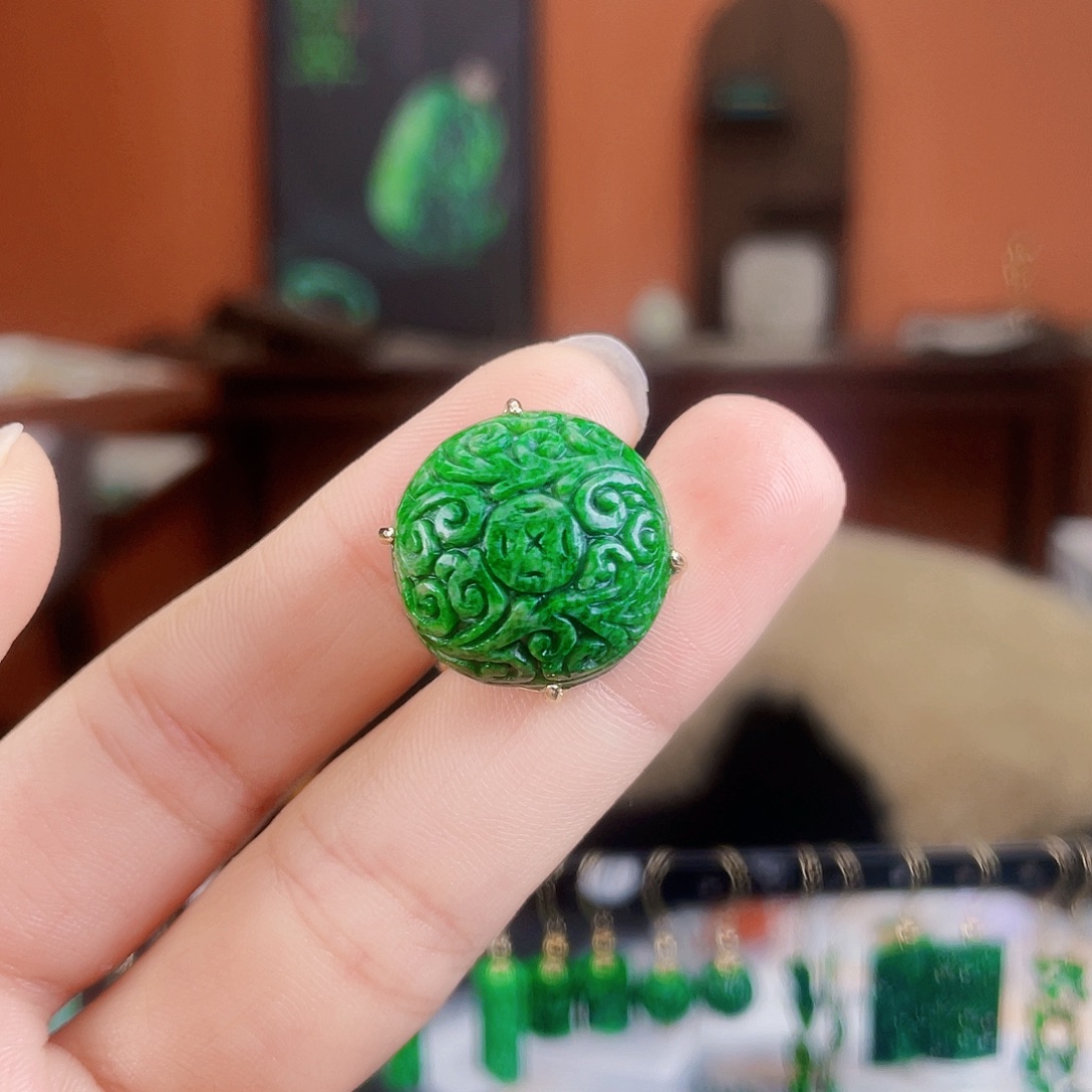 翡翠银S925镶嵌耳饰