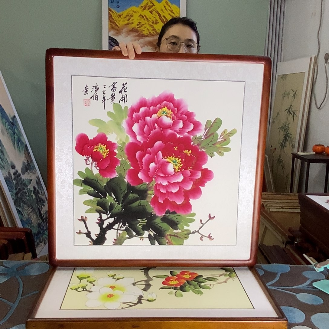 国画62✖️62手写手绘国画作品带框包邮