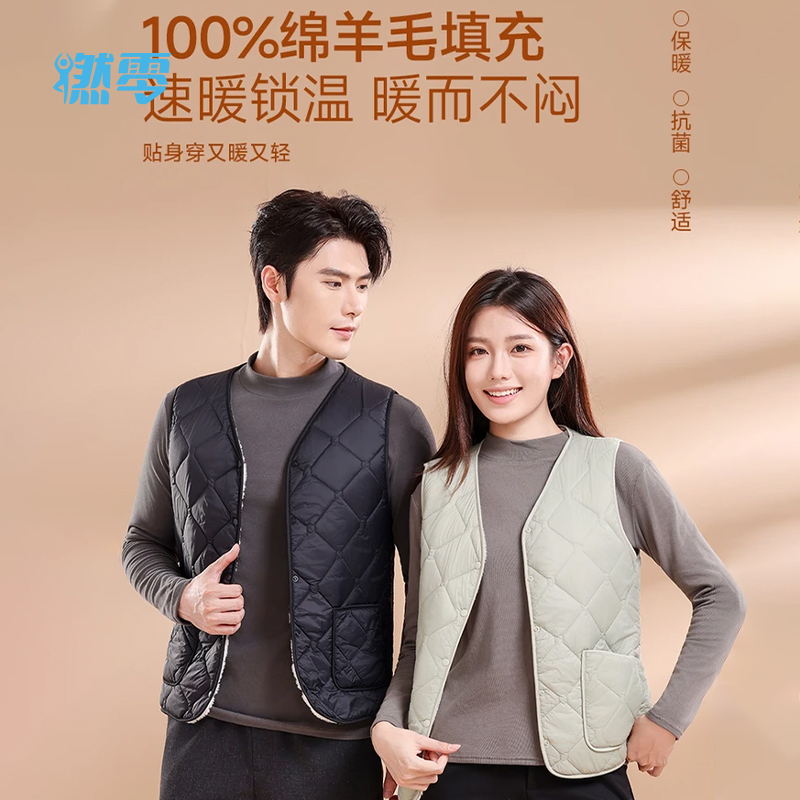 0602【100绵羊毛马甲】轻暖韩版加绒绵羊毛马甲背心休闲瑜伽外套