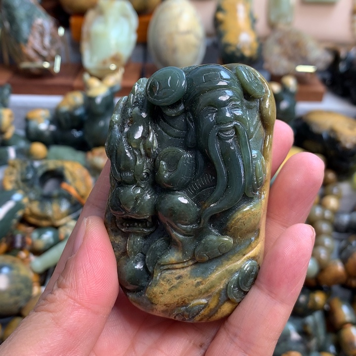 岫岩河磨玉（透闪石质玉）手把件未镶嵌