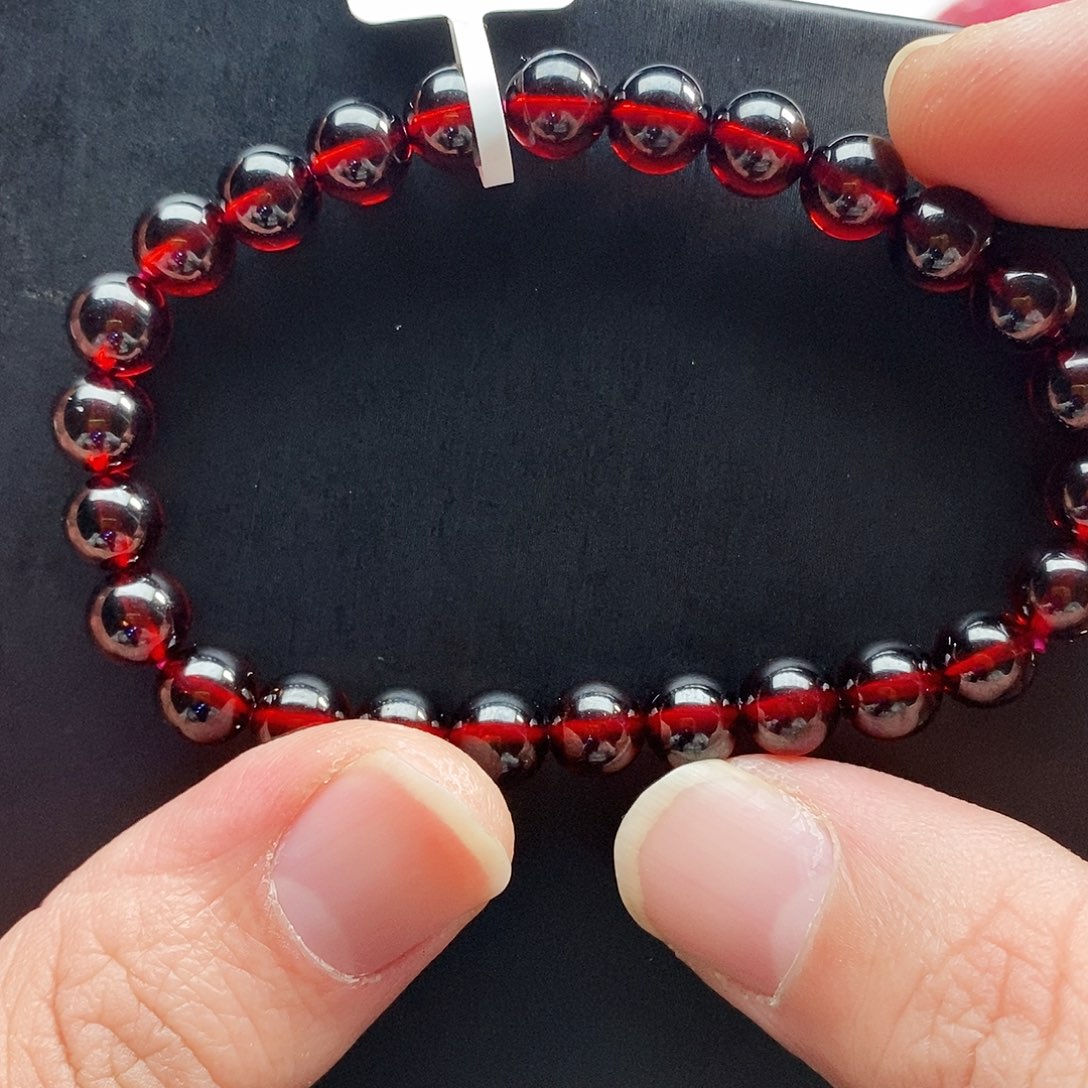 石榴石手链未镶嵌7.3mm天花板无棉裂