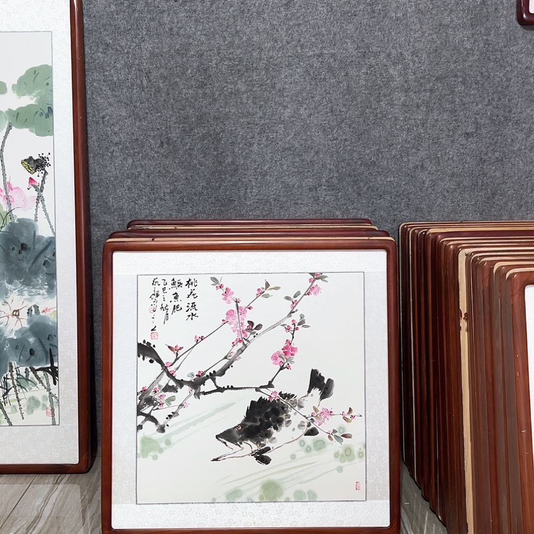 国画书画作品带框63×63